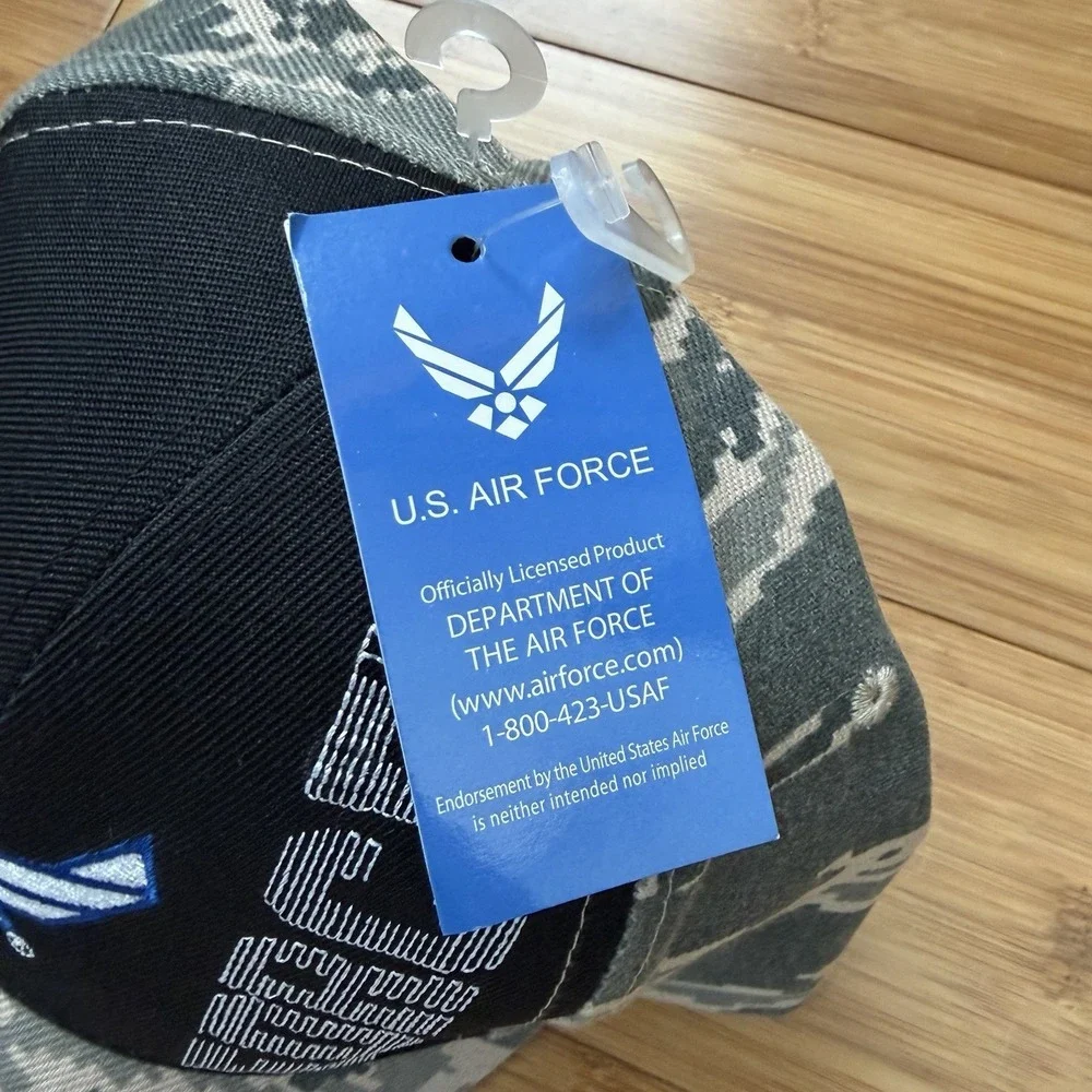 US Air Force Hat Cap USAF Digital Camo Black Snapback‎ Adjustable Military NWT